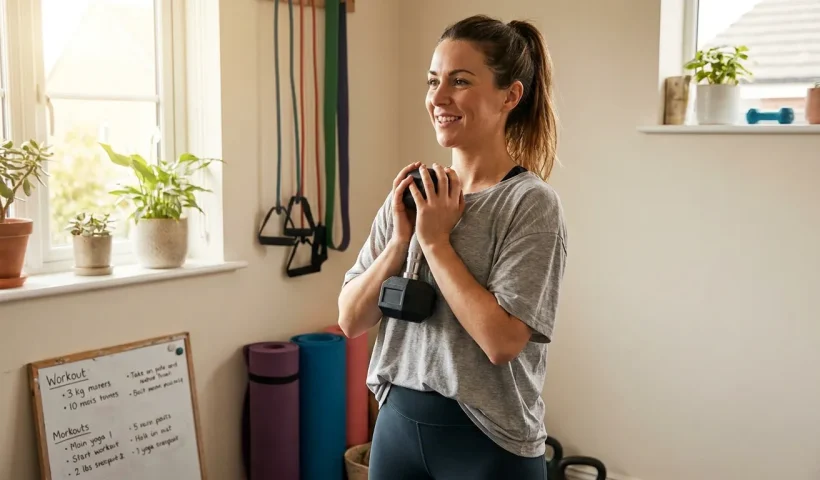 Woman performing a goblet squat with a dumbbell, demonstrating strength training as a normal, accessible activity for women for Strength Training for Women