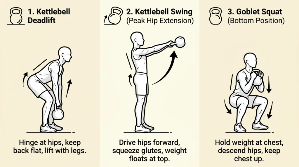 The kettlebell swing is a dynamic hip hinge, where force is generated by the hips and glutes, while the spine remains stable and neutral.